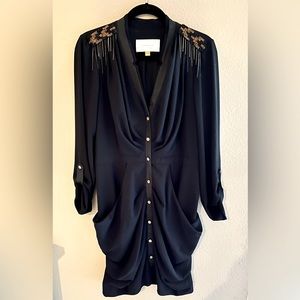 Vintage Leifsdottir Black Dress with Gold Accents